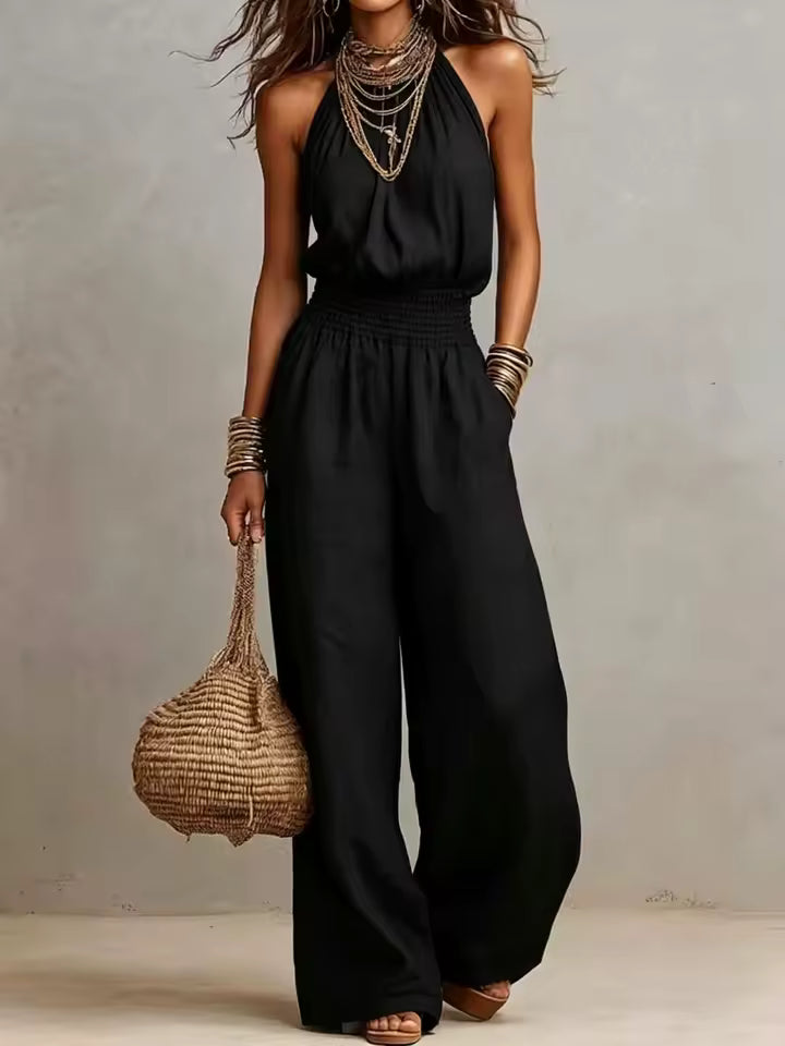Camille™ | Effortless Halter Wide-Leg Jumpsuit