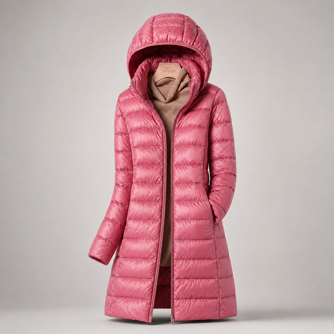 Ivona Lightweight Long Hooded Puffer Jacket