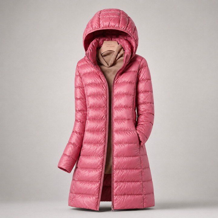 Ivona Lightweight Long Hooded Puffer Jacket