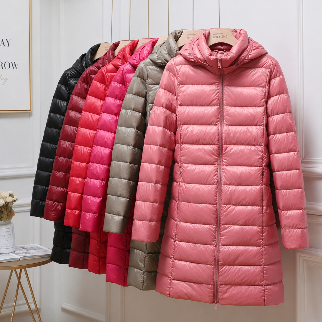 Ivona Lightweight Long Hooded Puffer Jacket
