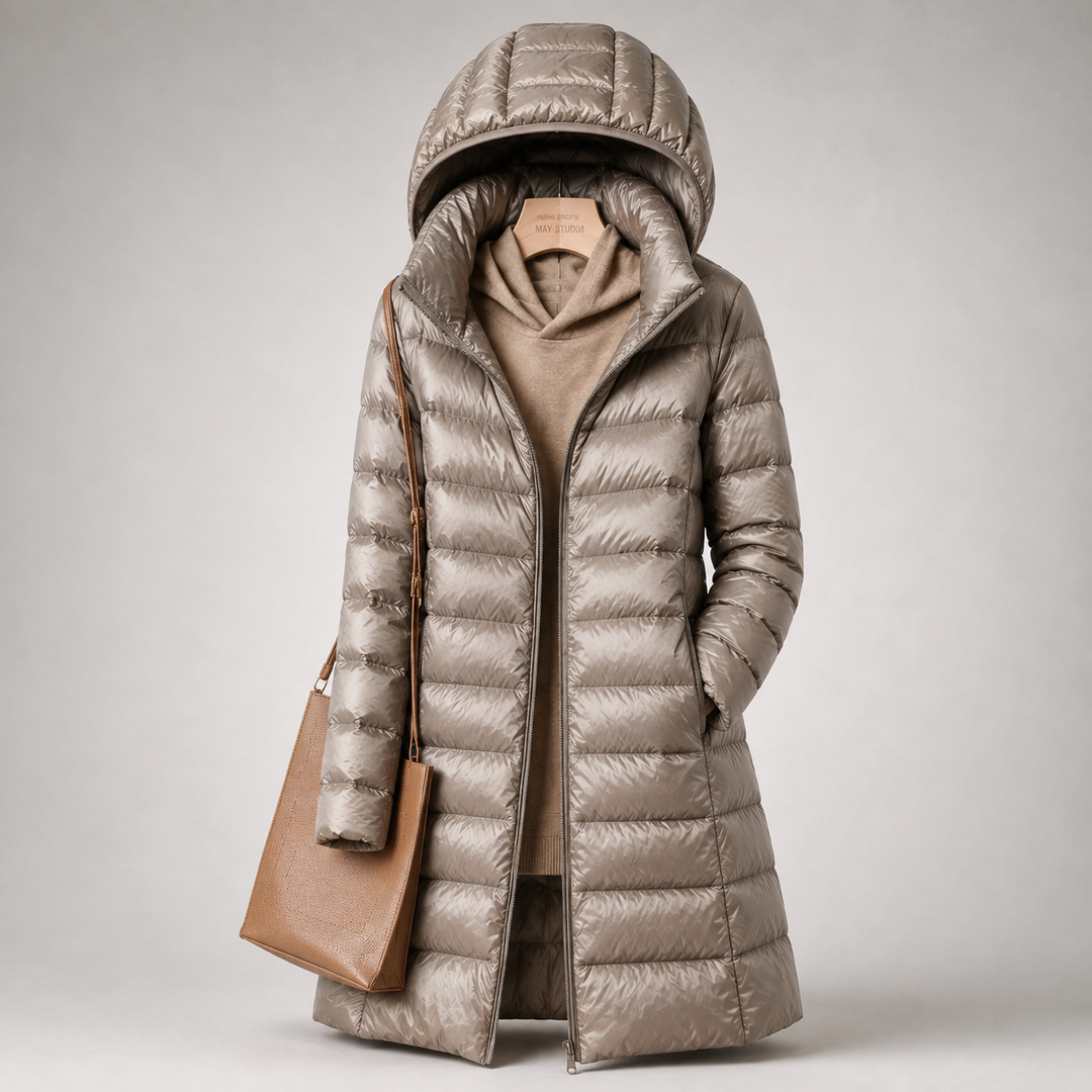 Ivona Lightweight Long Hooded Puffer Jacket