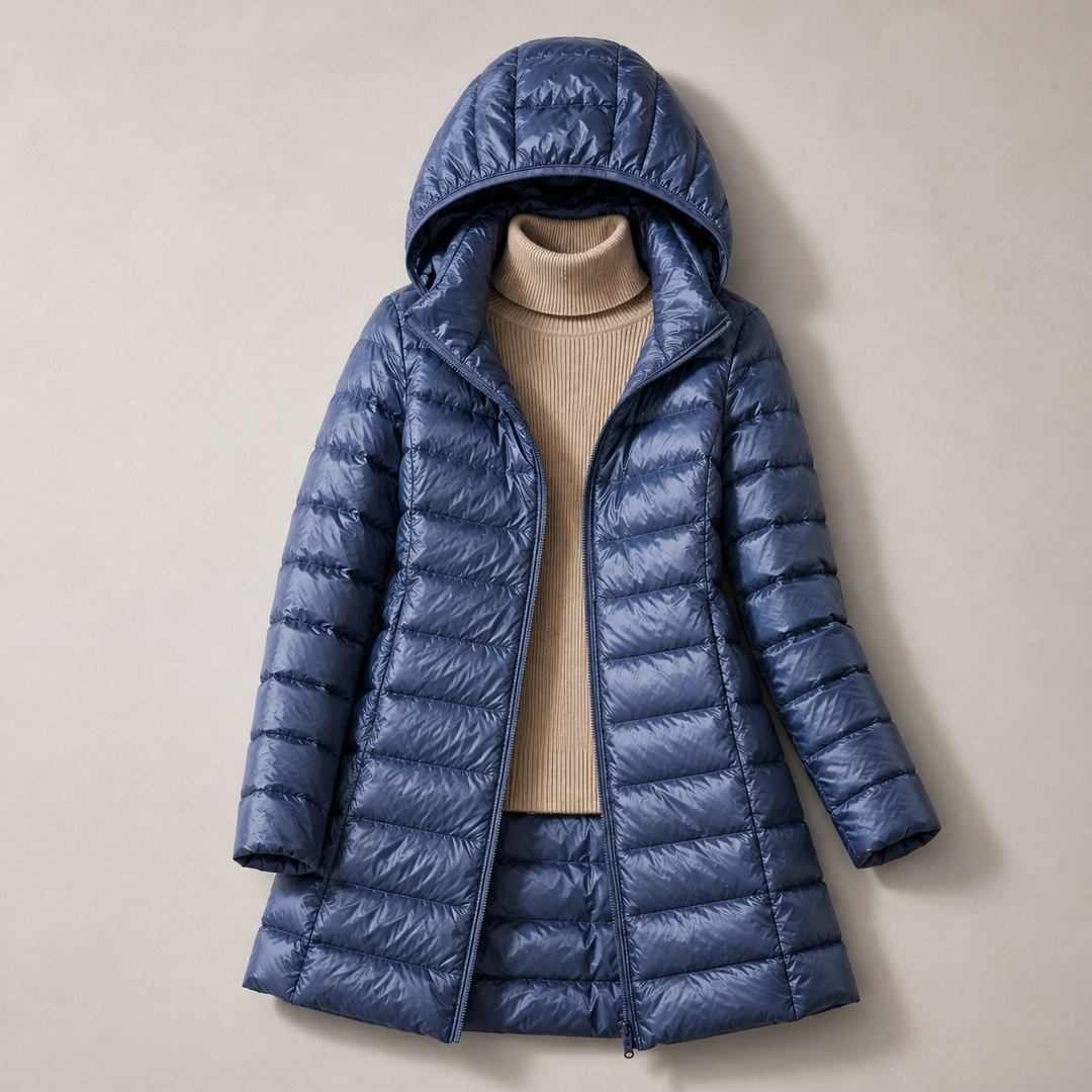 Ivona Lightweight Long Hooded Puffer Jacket
