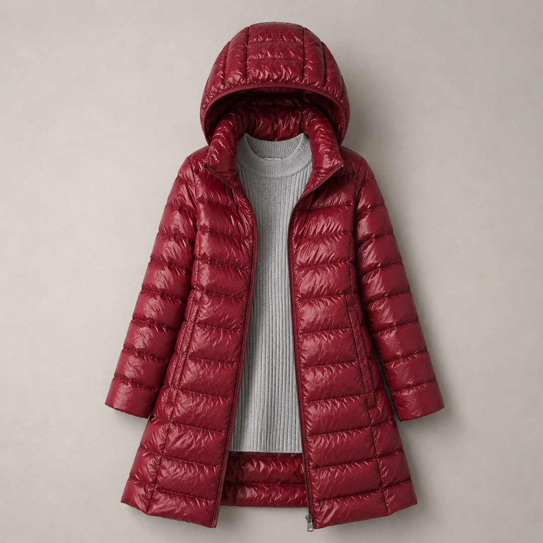 Ivona Lightweight Long Hooded Puffer Jacket