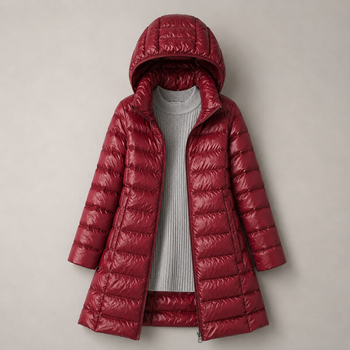 Ivona Lightweight Long Hooded Puffer Jacket