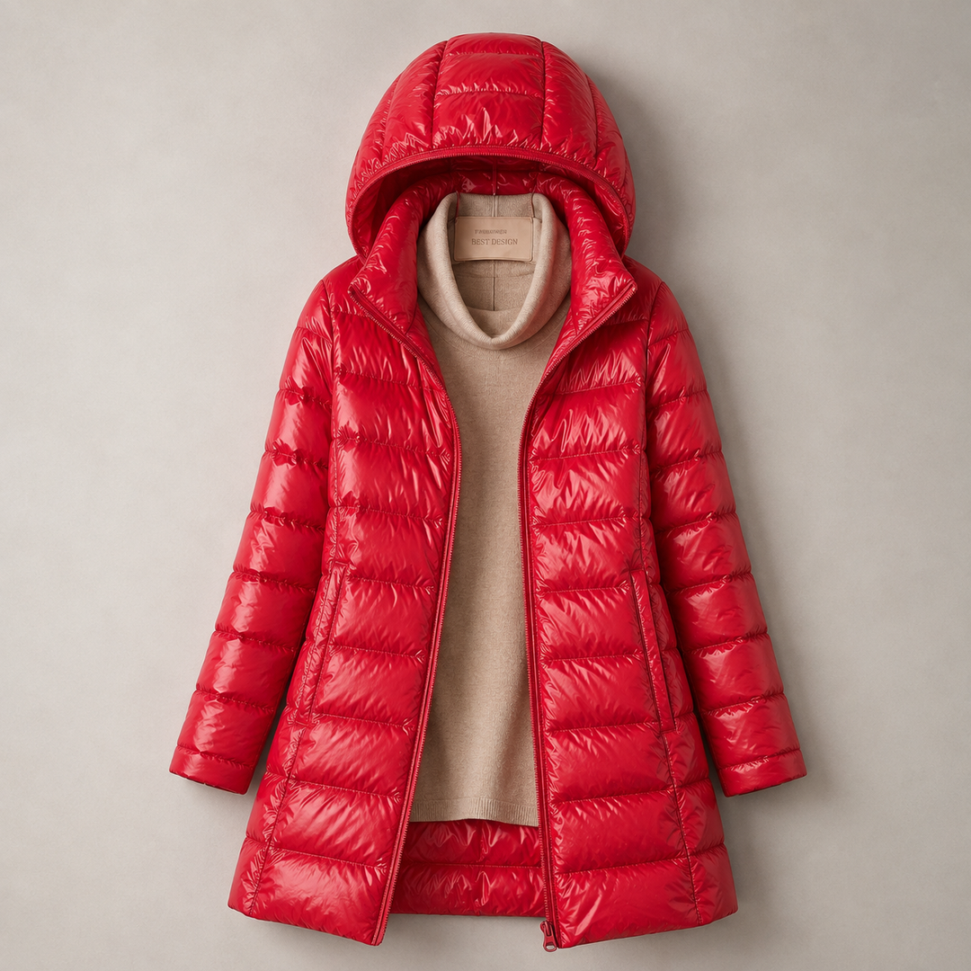 Ivona Lightweight Long Hooded Puffer Jacket