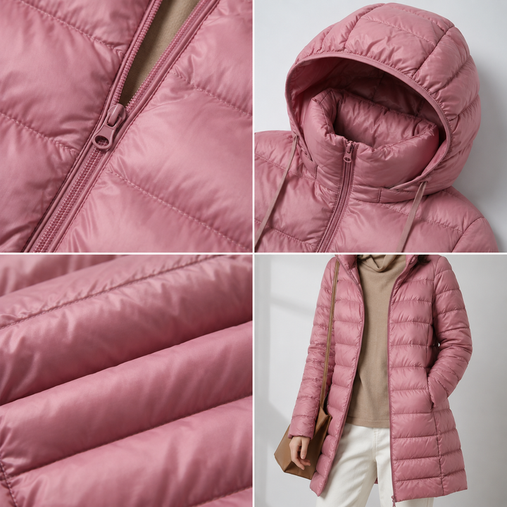 Ivona Lightweight Long Hooded Puffer Jacket