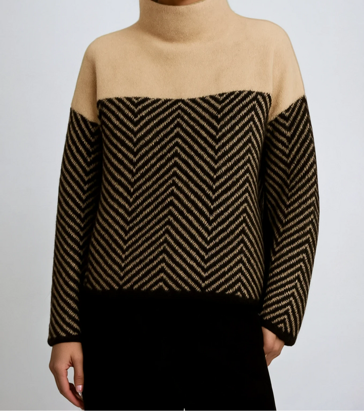 Halle | Chevron Funnel-Neck Sweater