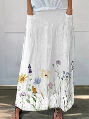 Kisha™ | Women's Watercolour Spring Meadows Pocket Skirt-Pants