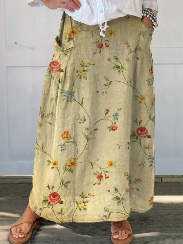Mella™ | Women's Retro Floral Art Pocket Skirt-Pants