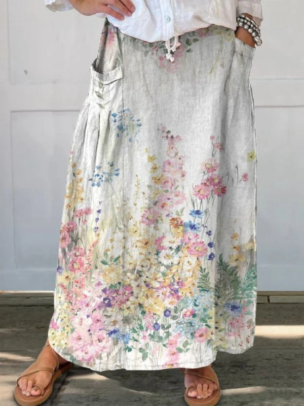 Mella™ | Women's Retro Floral Art Pocket Skirt-Pants