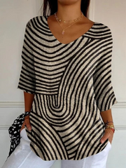Cecily | Artful Line-Print Top