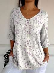 Elodie | Floral Draped V-Neck Top