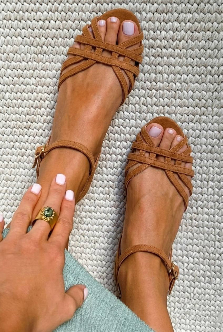 Yeri™ | Women's Glossy Peep-Toe T-Strap Sandals