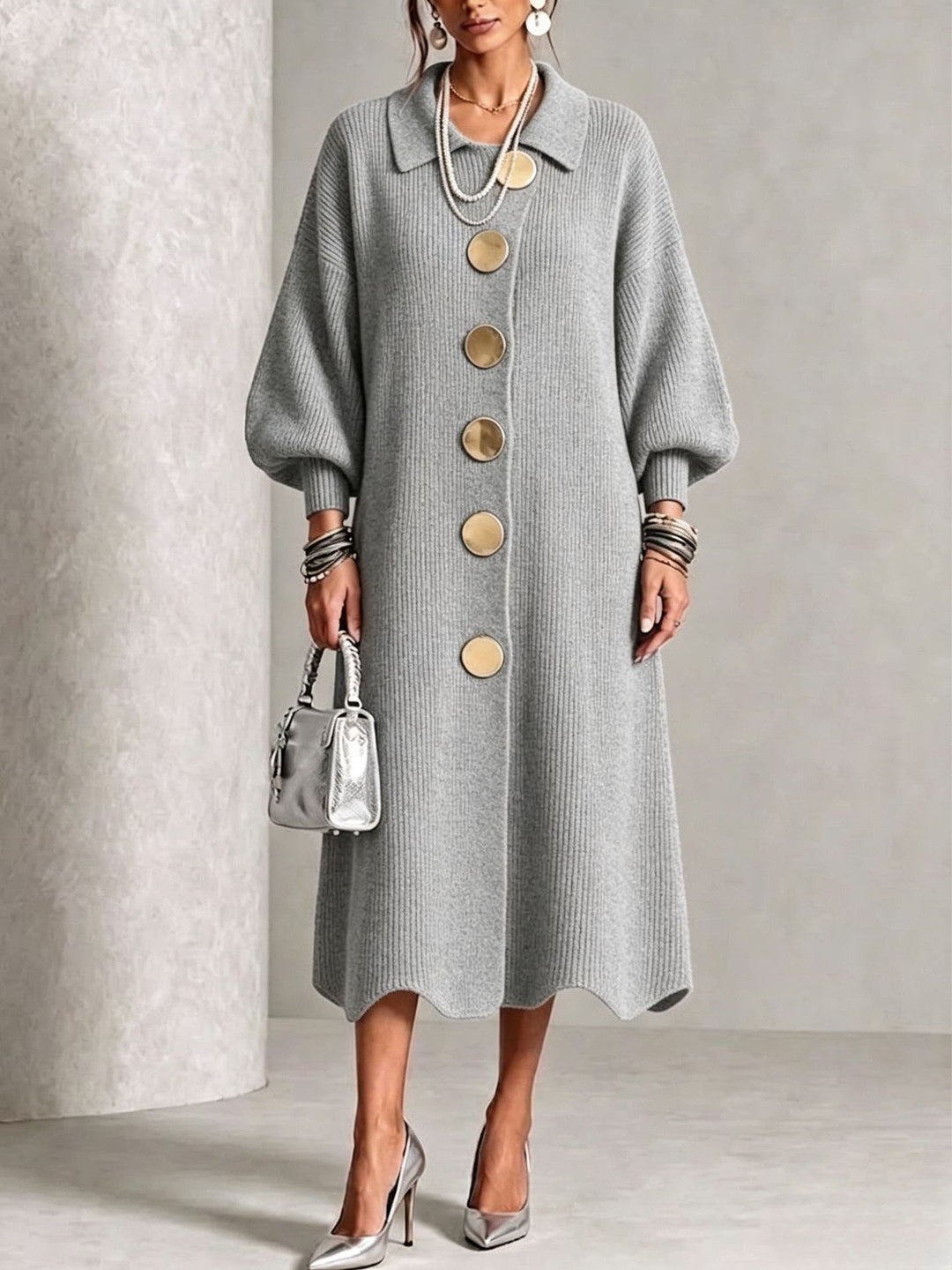 Evelyn™ | Elegant Button Knit Dress