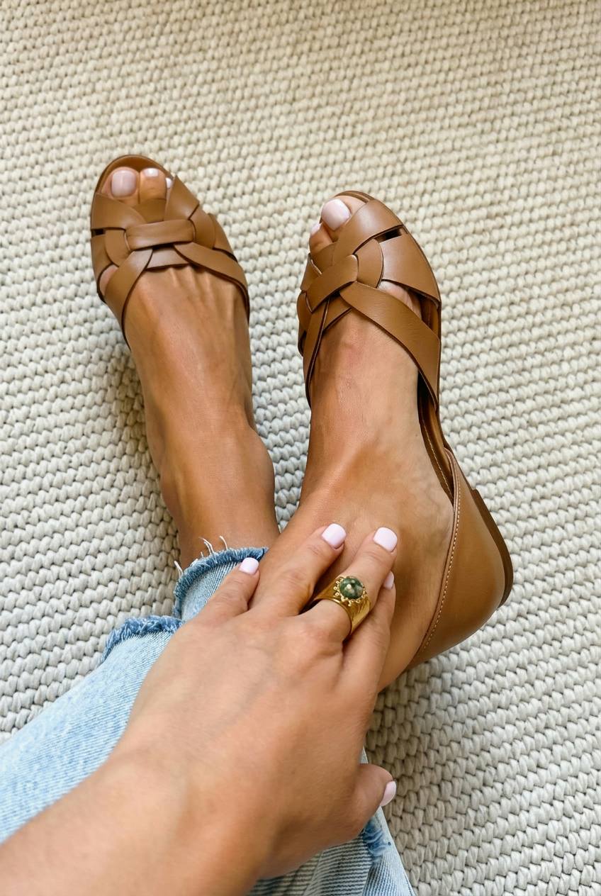 Quen™ | Women's Woven Peep-Toe Flats