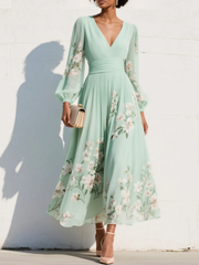 Odelia – Floral Midi Dress with Flowing Silhouette