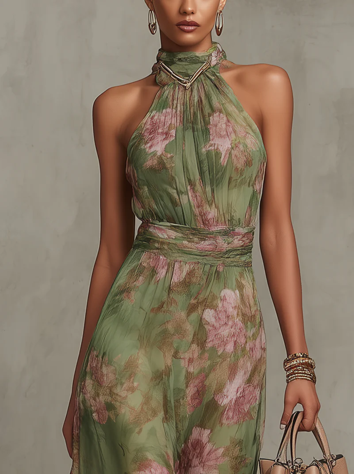 Livia™ | Women's Floral Halter Maxi Dress
