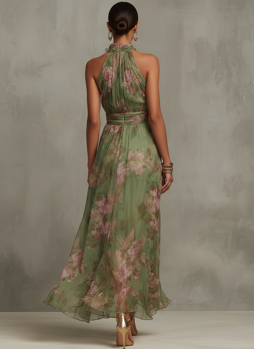 Livia™ | Women's Floral Halter Maxi Dress