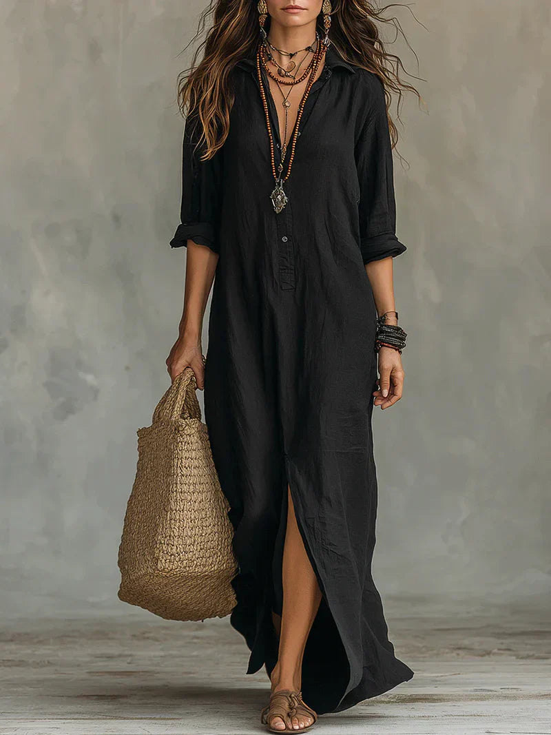 Sofia | Long Shirt Dress with Slit