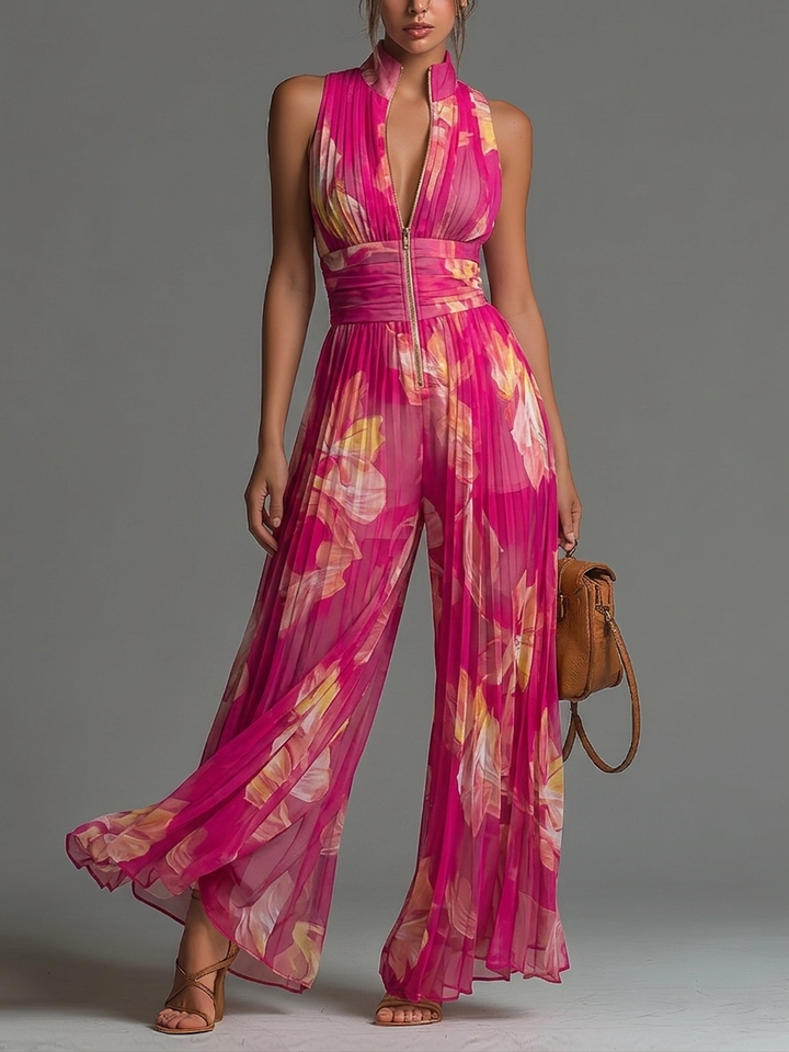 Fleur | Floral Pleated Jumpsuit