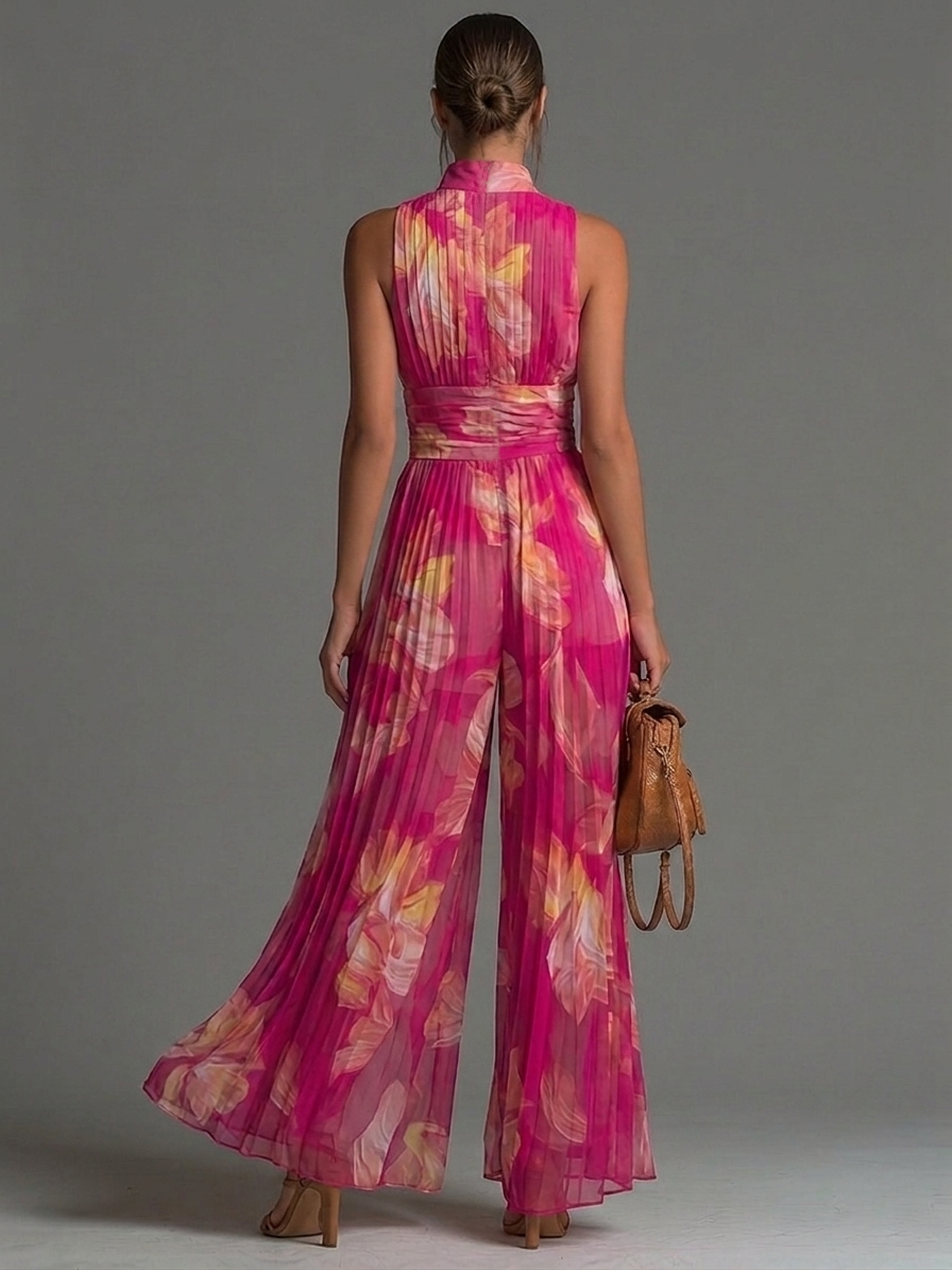 Fleur | Floral Pleated Jumpsuit