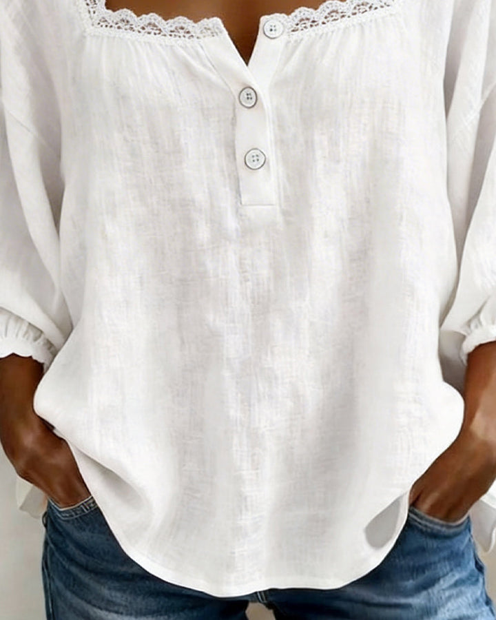 Trelaine | Lace-Trim Square Neck Blouse