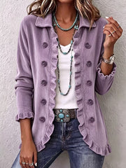 Lilanne™ | Pinstripe Ruffle Shirt Jacket