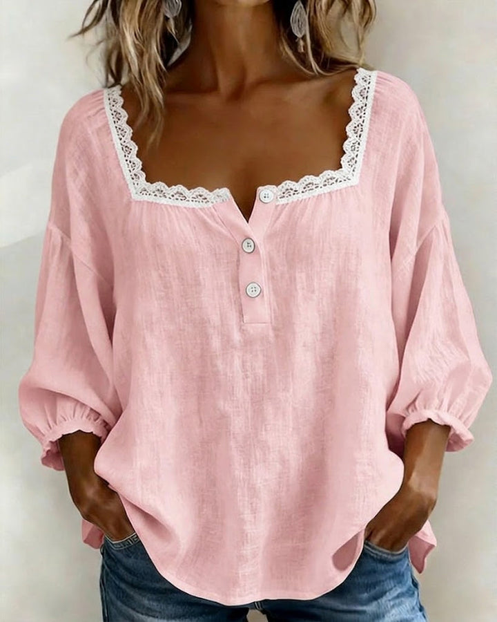 Trelaine | Lace-Trim Square Neck Blouse