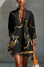 Pirella | Gold Marble-Effect Tunic Dress