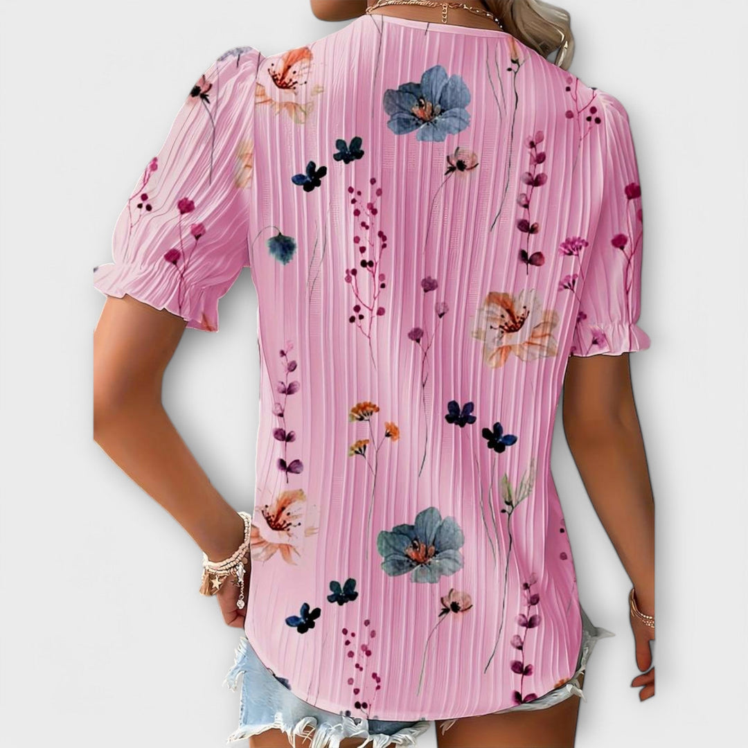 Emily - Fashionable Blouse with Pointed Neckline