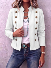 Blanchette™ | Stand Collar Double-Breasted Cropped Jacket