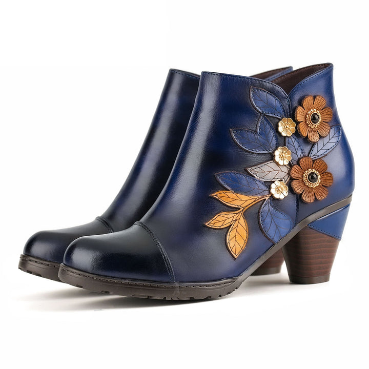 Bellantyne™ | Women's Retro Boho Floral Charm Ankle Boots