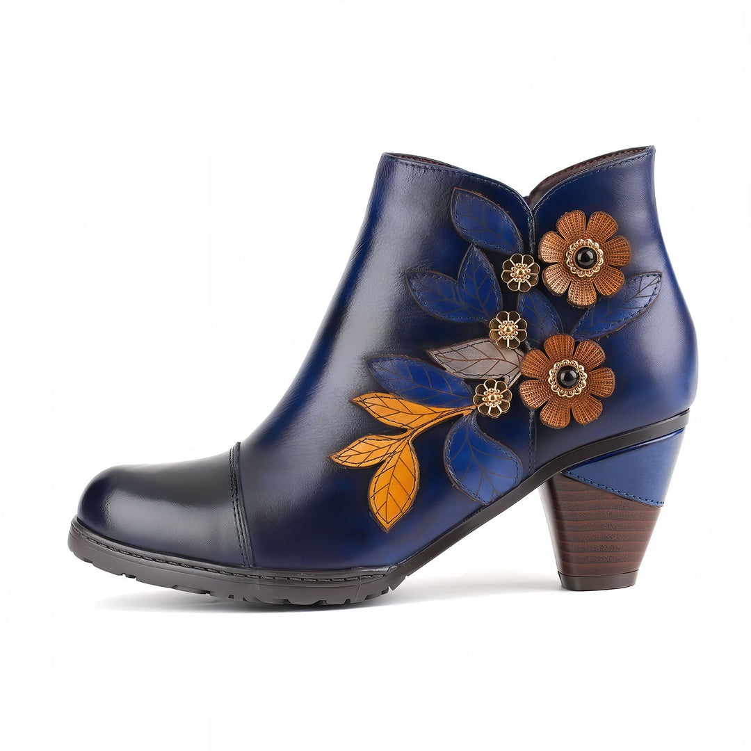Bellantyne™ | Women's Retro Boho Floral Charm Ankle Boots