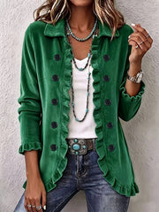 Maribelle™ | Pinstripe Ruffle Shirt Jacket