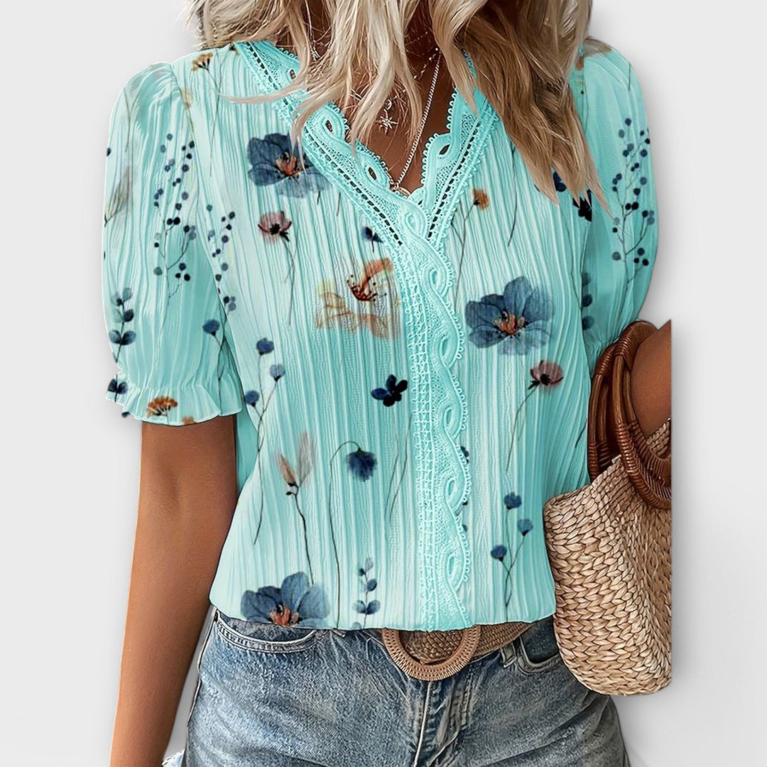 Emily - Fashionable Blouse with Pointed Neckline