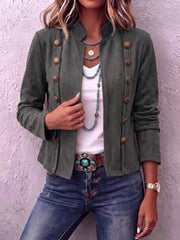 Gwenlyn™ | Stand Collar Double-Breasted Cropped Jacket