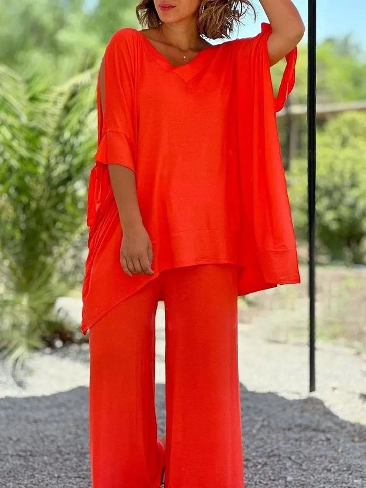 Úrsula™ | Women's Cold-Shoulder Tunic &amp; Wide-Leg Pants Two-Piece Set