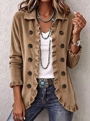 Sablette™ | Pinstripe Ruffle Shirt Jacket