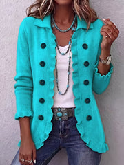 Turquessa™ | Ruffle Collar Button-Up Jacket