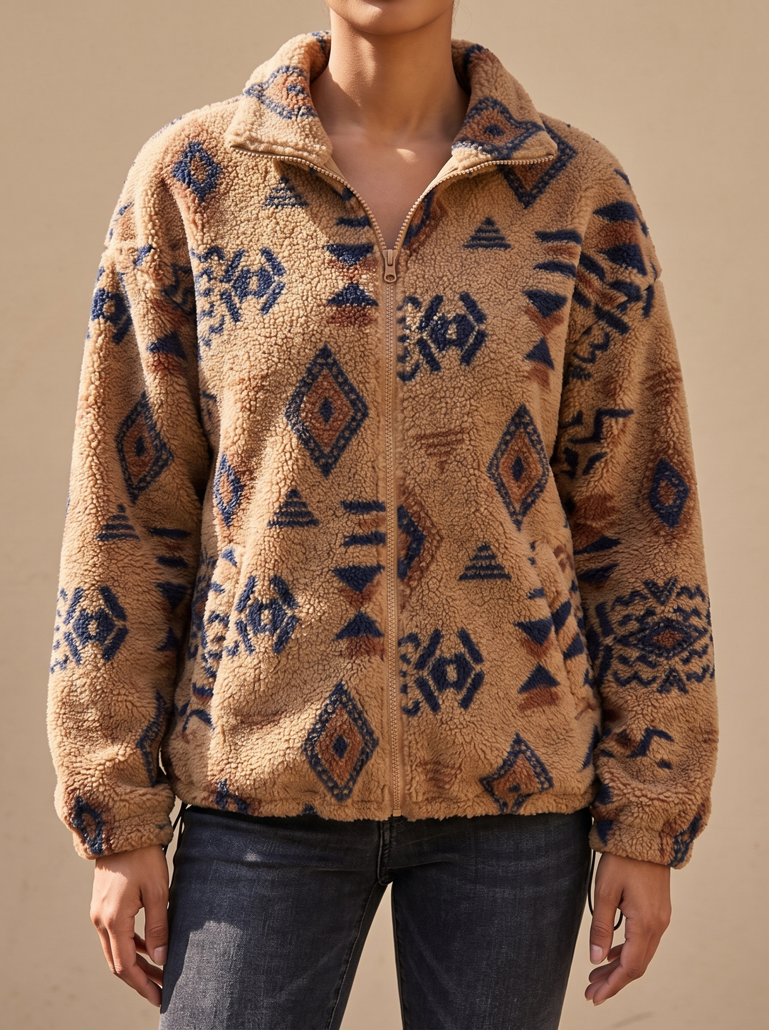 Roanne™ | Camel Aztec Sherpa Bomber