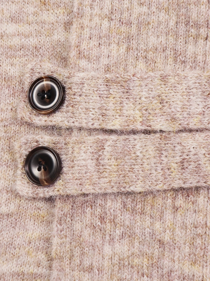 Harlow™ | Oatmeal Ribbed Knit Button-Tab Cardigan