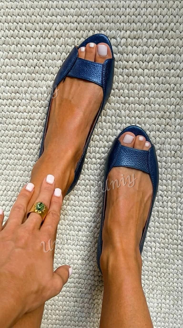 Olivia™ | Women's Metallic Open-Toe Flats