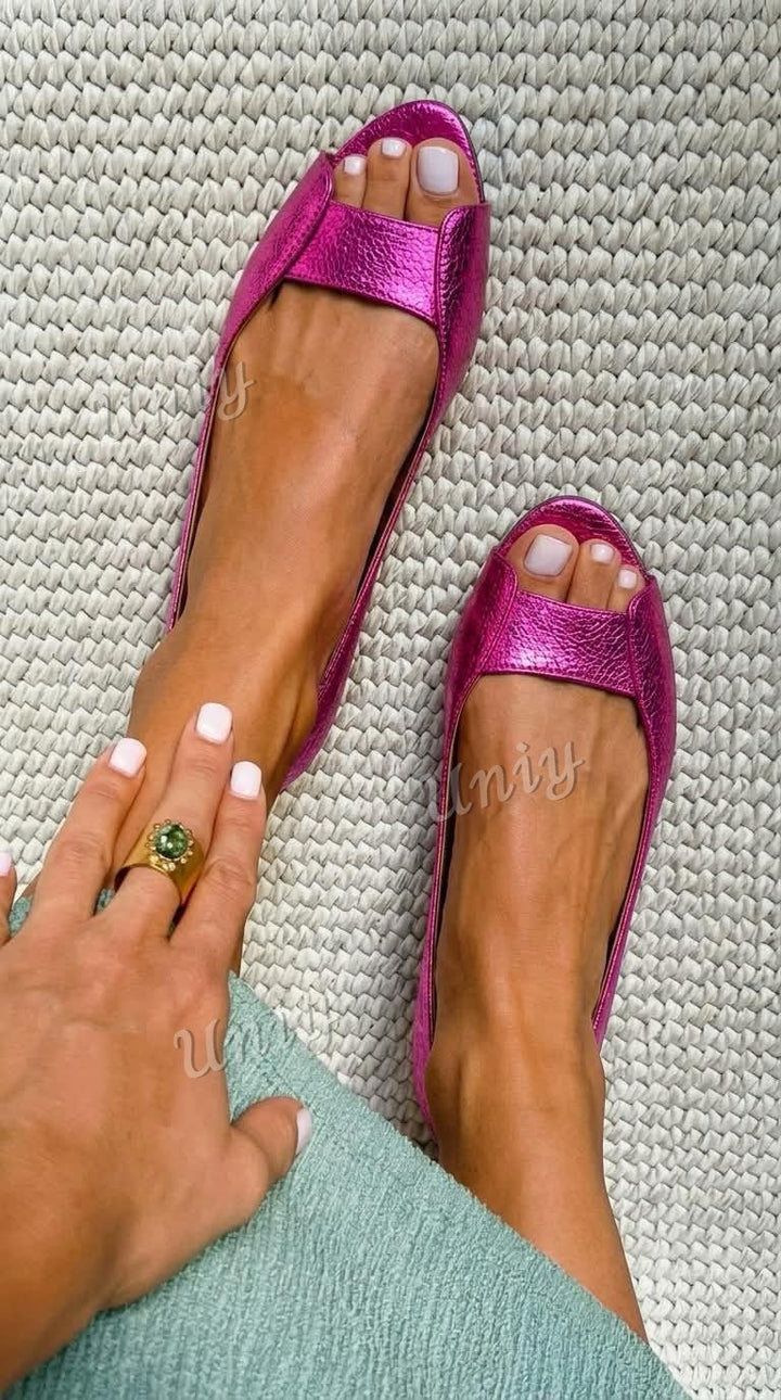 Olivia™ | Women's Metallic Open-Toe Flats