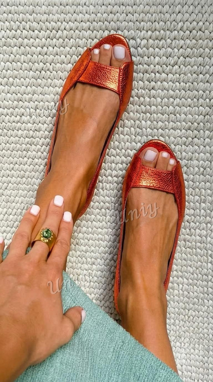 Olivia™ | Women's Metallic Open-Toe Flats