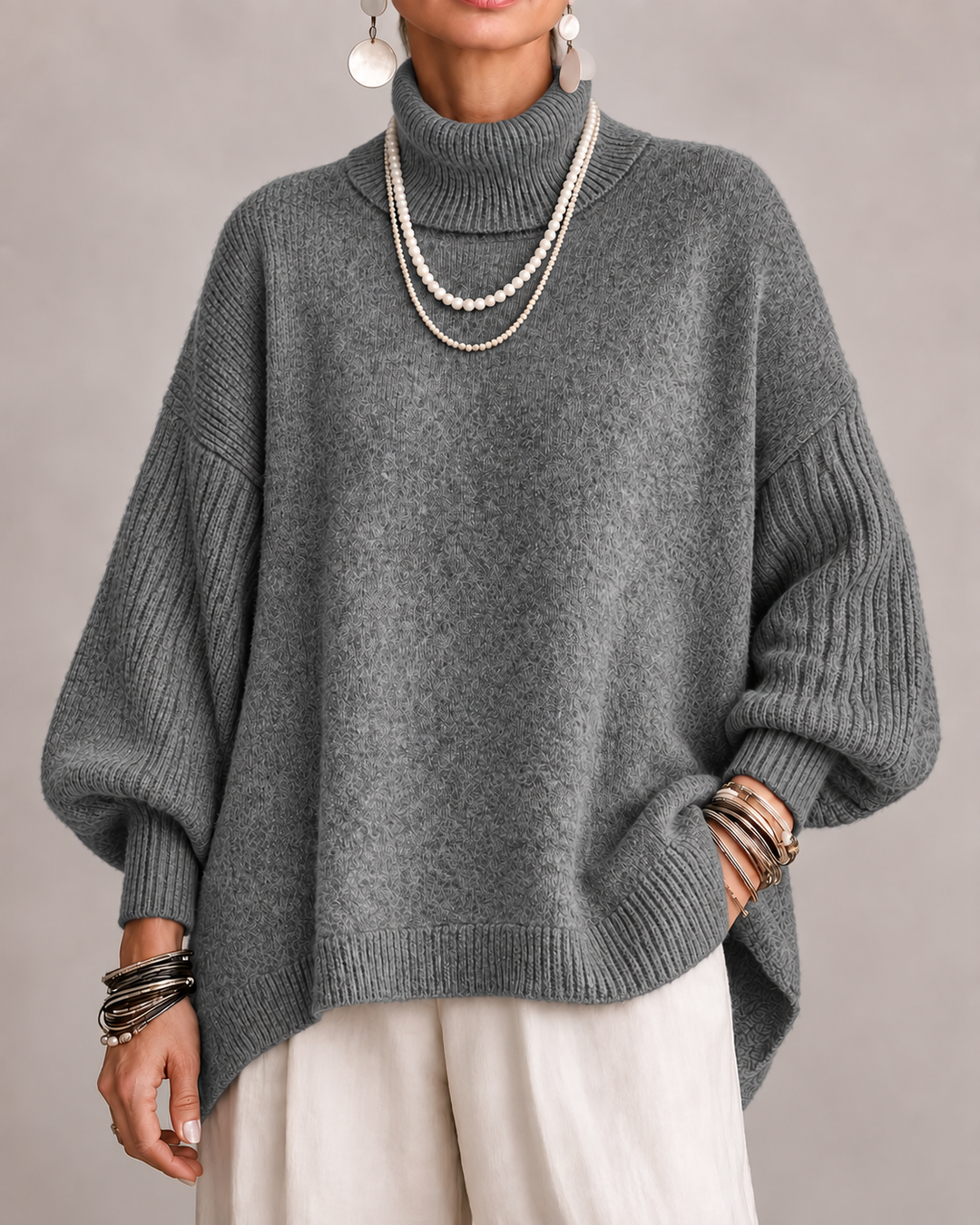 Kathleen | Elegant Turtleneck Sweater – Gray