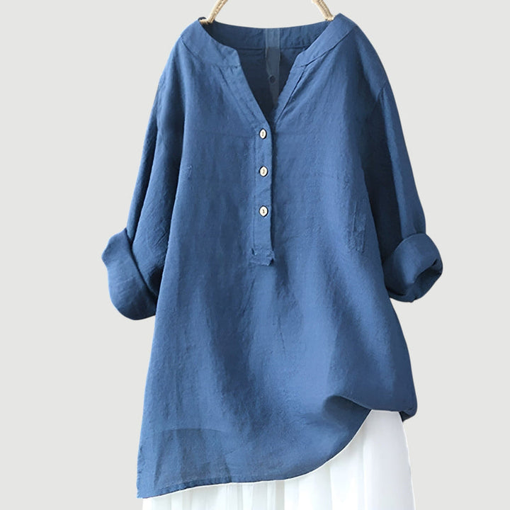 RAVENNA – Women's Oversized Blouse with a V-neck and Buttons