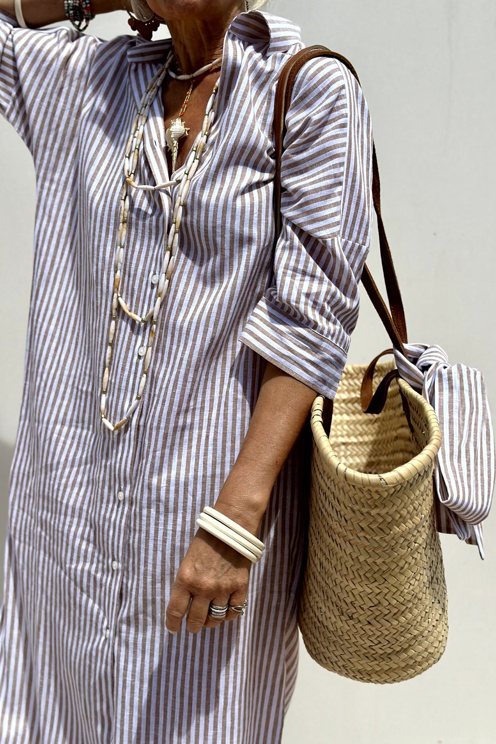Corinne™ | Women's Classic Striped Shirt Maxi Dress