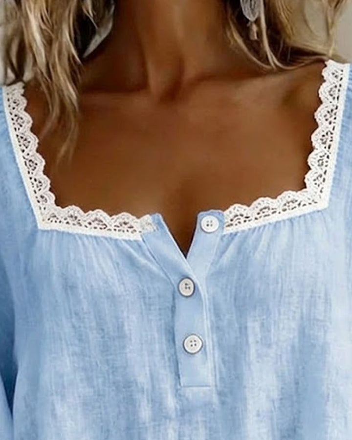 Trelaine | Lace-Trim Square Neck Blouse