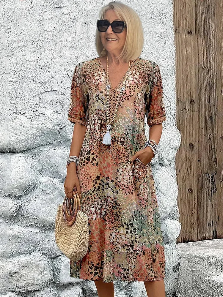 Roxanne™ | Women's Vibrant Floral Wrap Midi Dress