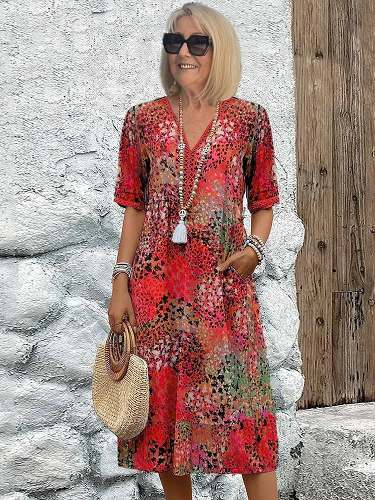Roxanne™ | Women's Vibrant Floral Wrap Midi Dress